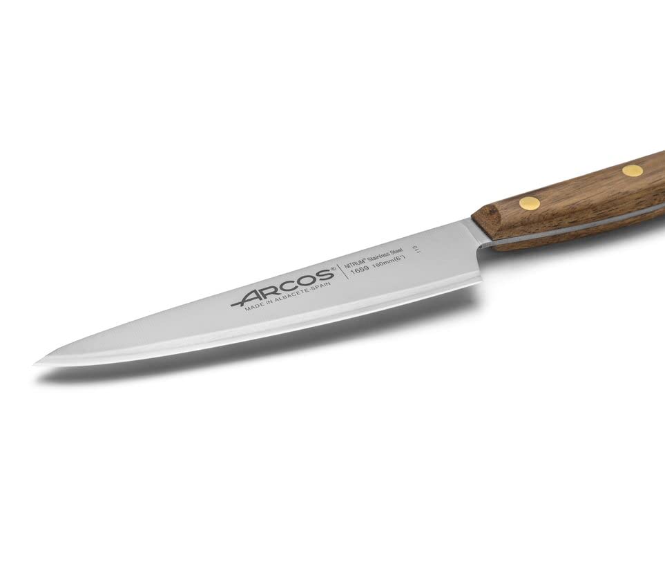 ARCOS Kitchen Knife 6 Inch Stainless Steel. Professional Kitchen Knife for Cooking. Ovengkol Wood Handle 100% natural FSC and 160 mm Blade. Series Nordika