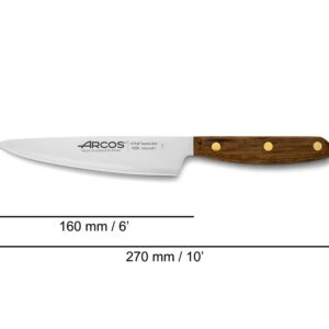 ARCOS Kitchen Knife 6 Inch Stainless Steel. Professional Kitchen Knife for Cooking. Ovengkol Wood Handle 100% natural FSC and 160 mm Blade. Series Nordika