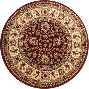 unique loom voyage collection traditional oriental classic intricate design area rug (3' 3 x 3' 3 round, red/gold)
