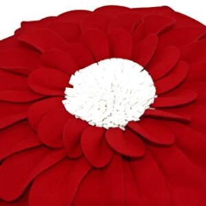 CONTEMPO LIFESTYLES Decorative Flower Pillows – 3D Happy Daisy Flower Throw Pillow - Design Patented – Couch & Bed Flower-Shaped Pillow – Soft & Cozy (14" Flower, 13" Pillow with Insert, Red/Ivory)