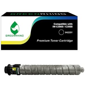 greenrhino remanufactured (high yield) toner cartridge replacement for ricoh im c3000 / im c3500-842251 (black, 1-pack)