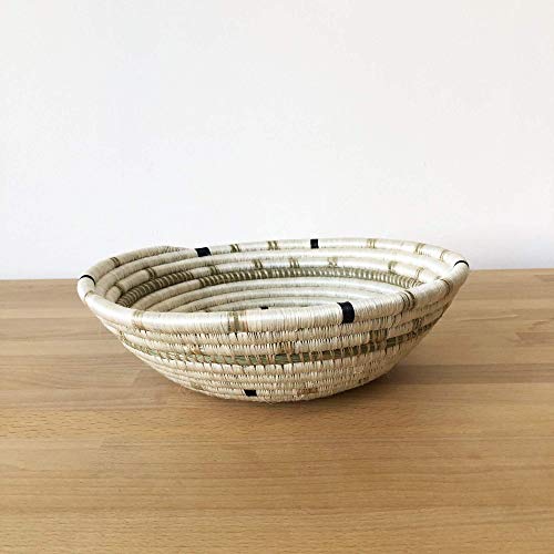 African Basket- Kanama/Rwanda Basket/Woven Bowl/Sisal & Sweetgrass Basket/White, Black, Sweetgrass