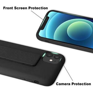 LAUDTEC Silicone Kickstand Case Compatible with iPhone 11 case Vertical and Horizontal Stand Hand Strap Metal Kickstand, Flexible Soft Liquid Silicone Stand Case for iPhone 11(Black)