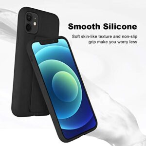 LAUDTEC Silicone Kickstand Case Compatible with iPhone 11 case Vertical and Horizontal Stand Hand Strap Metal Kickstand, Flexible Soft Liquid Silicone Stand Case for iPhone 11(Black)