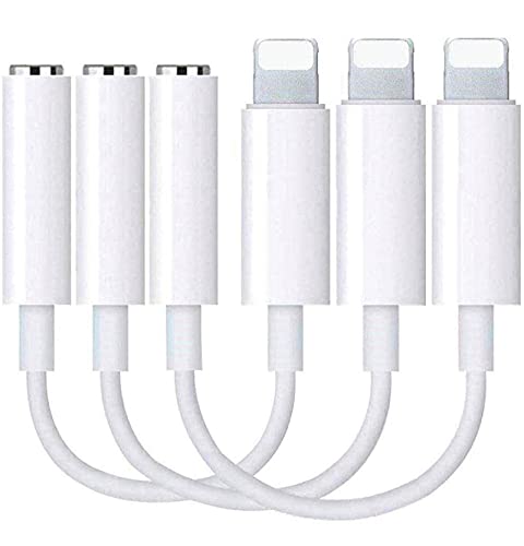 3 Pack Lightning to 3.5 mm Headphone Jack Adapter, Apple MFi Certified Veetone iPhone Audio Dongle Cable Earphones Headphones Converter Compatible with iPhone 12/12 Pro/11/11 Pro/X/XR/XS/XS Max/8/7
