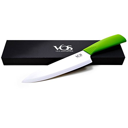 Vos Ceramic Knives Chef 8 Inch and Cleaver Knife 6.5 Inches Bundle