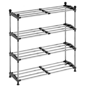 dusasa shoe rack organizer for closet entryway, 4-tier expandable free standing shoe rack metal iron of adjustable shoes organizer, stackable shoe shelf for entryway doorway