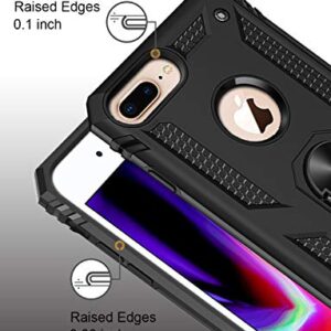 LUMARKE iPhone 8 Plus Case,iPhone 7 Plus Case with Sreen Protector,Pass 16ft Drop Test Military Grade Cover Cover with Magnetic Kickstand Protective Phone Case for iPhone 8 Plus/7 Plus/6 Plus Black