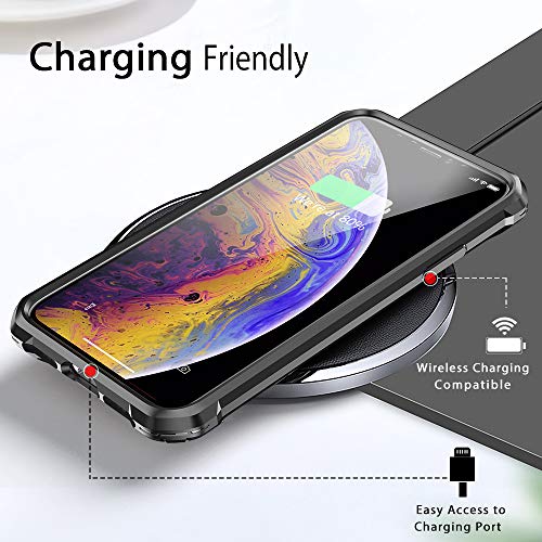 SUPBEC iPhone X Case, iPhone Xs Case with [ Screen Protector Tempered Glass x2Pack] Protective Phone Cover with Silicone PC+TPU Shockproof Rubber Heavy Duty Case for iPhone X/iPhone Xs-Clear Black