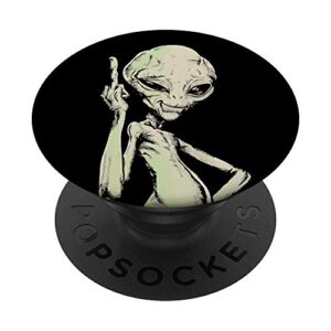 alien middle finger adult humor funny novelty gifts popsockets popgrip: swappable grip for phones & tablets