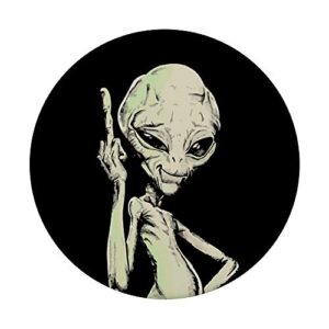 Alien Middle Finger Adult Humor Funny Novelty Gifts PopSockets PopGrip: Swappable Grip for Phones & Tablets