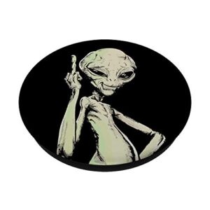 Alien Middle Finger Adult Humor Funny Novelty Gifts PopSockets PopGrip: Swappable Grip for Phones & Tablets