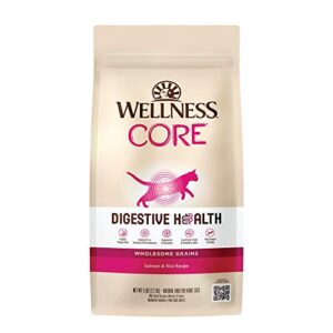 wellness core digestive health salmon & rice dry cat food, 5 pound bag