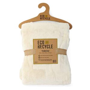 eco recycle soft royal plush oversized throw blanket, made from 30% recycled fibers, 50"x70", ivory