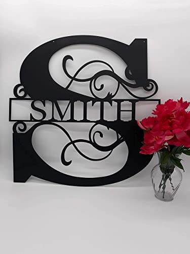 Split Letter Metal Monogram - Custom Last Name Sign - Split Letter- Personalized - Metal Family Name Sign - Door Hanger - Outdoor Metal Sign - Wedding Gift