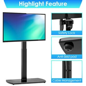 YOMT Universal Floor TV Stand with Mount Swivel and Height Adjustable TV Stand for Most 27 to 65 inch LCD LED OLED TVs,Space Saving No Drill Corner TV Stand Mount for Bedroom Living Room,Black