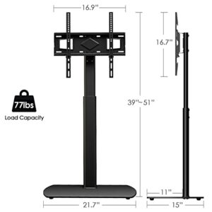 YOMT Universal Floor TV Stand with Mount Swivel and Height Adjustable TV Stand for Most 27 to 65 inch LCD LED OLED TVs,Space Saving No Drill Corner TV Stand Mount for Bedroom Living Room,Black