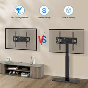 YOMT Universal Floor TV Stand with Mount Swivel and Height Adjustable TV Stand for Most 27 to 65 inch LCD LED OLED TVs,Space Saving No Drill Corner TV Stand Mount for Bedroom Living Room,Black