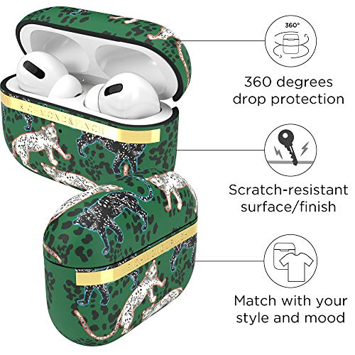 RICHMOND & FINCH Airpod Pro Case, Green Leopard Full Protective Cover, Shockproof, Scratch Resistant, Wireless Charging Compatible Case for Airpods Pro