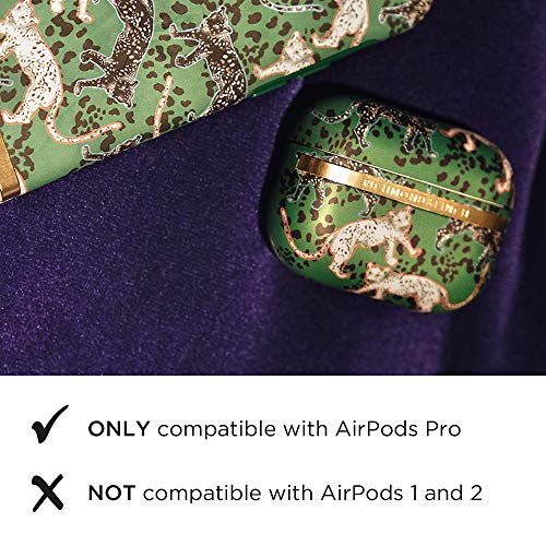 RICHMOND & FINCH Airpod Pro Case, Green Leopard Full Protective Cover, Shockproof, Scratch Resistant, Wireless Charging Compatible Case for Airpods Pro