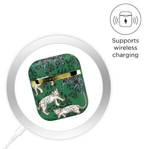 RICHMOND & FINCH Airpods Case, Green Leopard Full Protective Cover, Shockproof, Scratch Resistant, Wireless Charging Compatible Case for Airpods