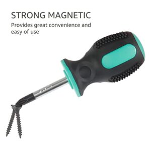 Amazon Basics 4-Piece Stubby Tool Set with Hammer, Screwdrivers and Adjustable Wrench - Turquoise