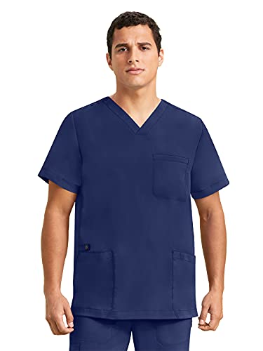 Healing Hands Mens Scrubs Top 3 Pocket Purple Label Jake 2331 V-Neck Scrub Tops for Men Navy L