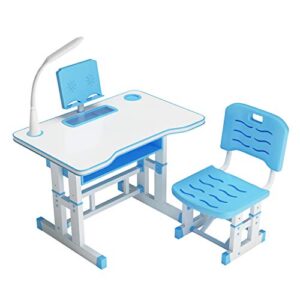 yayumi kids desk,height adjustable desk and chair set,student writing table with lamp anti-reflective