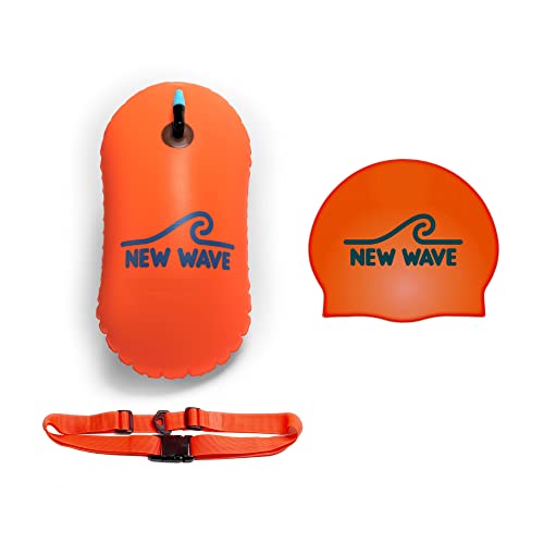 New Wave Swim Bubble and Swim Cap Bundle - Orange