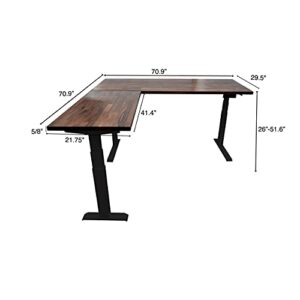 S STAND UP DESK STORE Triple Motor Electric L-Shaped Corner Standing Desk with EZ Assemble Frame (Black Frame/Solid Walnut Top, 71 inch W x 71 inch D)