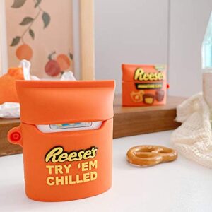 Cute Airpod Case, 3D Cartoon Funny Reeses Protection Case Covering The Skin, with Keychain for Airpods 1&2(Reeses)