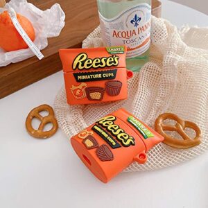 Cute Airpod Case, 3D Cartoon Funny Reeses Protection Case Covering The Skin, with Keychain for Airpods 1&2(Reeses)