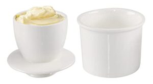 home-x butter crock, stoneware butter container, bell-shaped butter keeper for easily spreadable butter, 3 ¾" d x 3 ¾" h, white