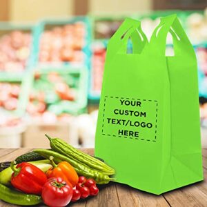 Custom Bodega Lightweight Tote Bags Set of 100, Personalized Bulk Pack - Reusable, Great for Grocery, Tradeshow, Party favors, Picnic - Lime Green