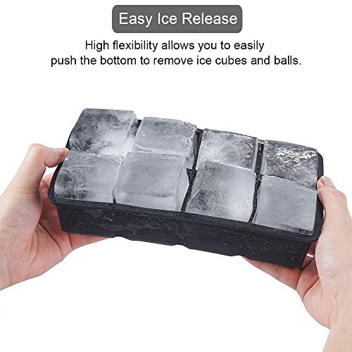 3D Skull Ice Mold-5Pack,Easy Release Silicone Mold, Ice Cube Trays Silicone Mold - Easy Release Ice Cube Molds Sphere Ice Ball Maker with Removable Lid and Large Square Ice Molds Reusable and BPA Free