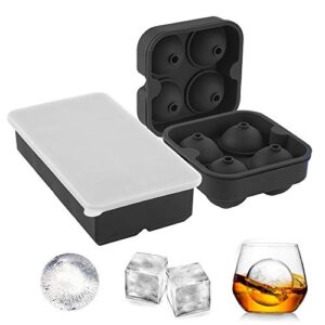 3D Skull Ice Mold-5Pack,Easy Release Silicone Mold, Ice Cube Trays Silicone Mold - Easy Release Ice Cube Molds Sphere Ice Ball Maker with Removable Lid and Large Square Ice Molds Reusable and BPA Free