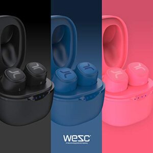 WeSC True Wireless Headphones, Bluetooth Earphones with LED Wireless Charging Case, 20Hrs Playtime, Touch Control, IPX4 Water Resistant Earbuds - Neon Pink