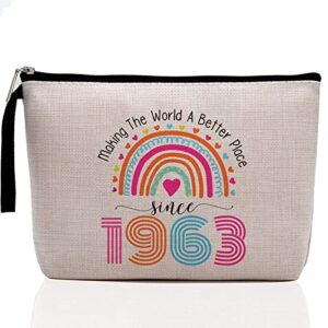 hanamiya na 60th birthday gifts for women-making the world a better place since 1963, 60 years old makeup bag for her, friend, mom, sister, wife, aunt, coworker boss