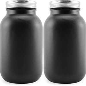 Darware Black Chalkboard Mason Jars (Quart Size, 2-Pack); Black-Coated Blackboard Surface Glass Jars for Arts and Crafts, Gifts, and Rustic Home Decor