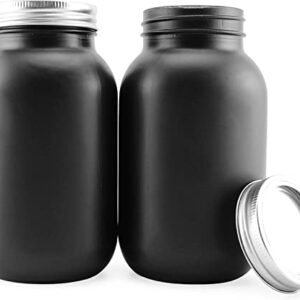 Darware Black Chalkboard Mason Jars (Quart Size, 2-Pack); Black-Coated Blackboard Surface Glass Jars for Arts and Crafts, Gifts, and Rustic Home Decor