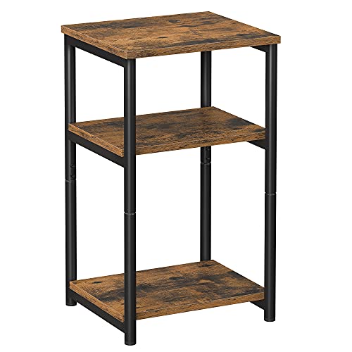 VASAGLE Side Table, Small End Table, Tall Nightstand for Living Room, Bedroom, Office, Bathroom, Rustic Brown and Black ULET273B01