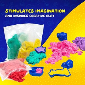 LITTLE CHUBBY ONE 8 Color Kids Play Sand Set - 5 Lbs of Sand - Toy Magic Sand Set - 10 Molds and Tray for Girls and Boys - Ideas for Children Activities Age 2 3 4 5 6 7 8 9 10