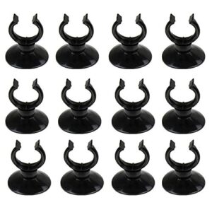 AQUANEAT 12 Pack Aquarium Suction Cup Clip Black, for Aquarium Heater, Tubing Hose, Plant, Decoration, Fish Tank (Small 3/4")