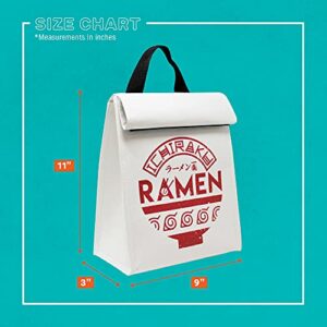 Ripple Junction Naruto Shippuden Ichiraku Ramen Bowl White Roll-Top Reusable Anime Lunch Bag