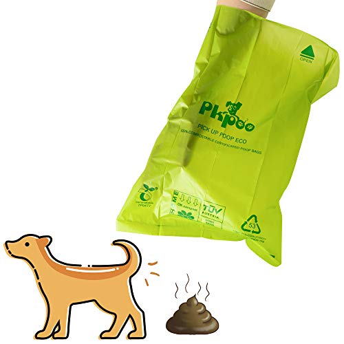 Pkpoo Compostable Poop Bags Certified, 240 Plant-Based Poop Bags for Dogs, Unscented Doggie Waste Bags - Vegetable-Based Extra Thick with 100% Leak-Proof, Green Dog Poo Bags