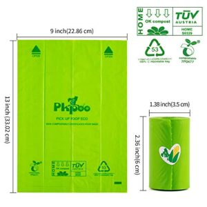 Pkpoo Compostable Poop Bags Certified, 240 Plant-Based Poop Bags for Dogs, Unscented Doggie Waste Bags - Vegetable-Based Extra Thick with 100% Leak-Proof, Green Dog Poo Bags