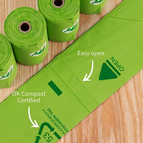 Pkpoo Compostable Poop Bags Certified, 240 Plant-Based Poop Bags for Dogs, Unscented Doggie Waste Bags - Vegetable-Based Extra Thick with 100% Leak-Proof, Green Dog Poo Bags