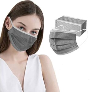 100pcs disposable gray mask,3-ply face masks with earloops mouth shield