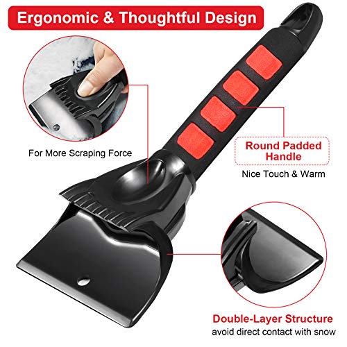 Divava Ice Scraper 2 Pack Snow Brushes Snow Scraper Frost Ice Removal Tool,Snow Ice Brush,Sturdy,Foam Grip,Compact Size,for Car Auto SUV Truck Windshield Windows