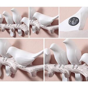 ZYLBDNB Coat Rack Wall Decor Wall Mounted Coat Rack for Coats Hats Keys Towels Clothes Storage Hanger Birds on Tree Branch Hanger Coat Rack Hooks (Color : White, Size : S)